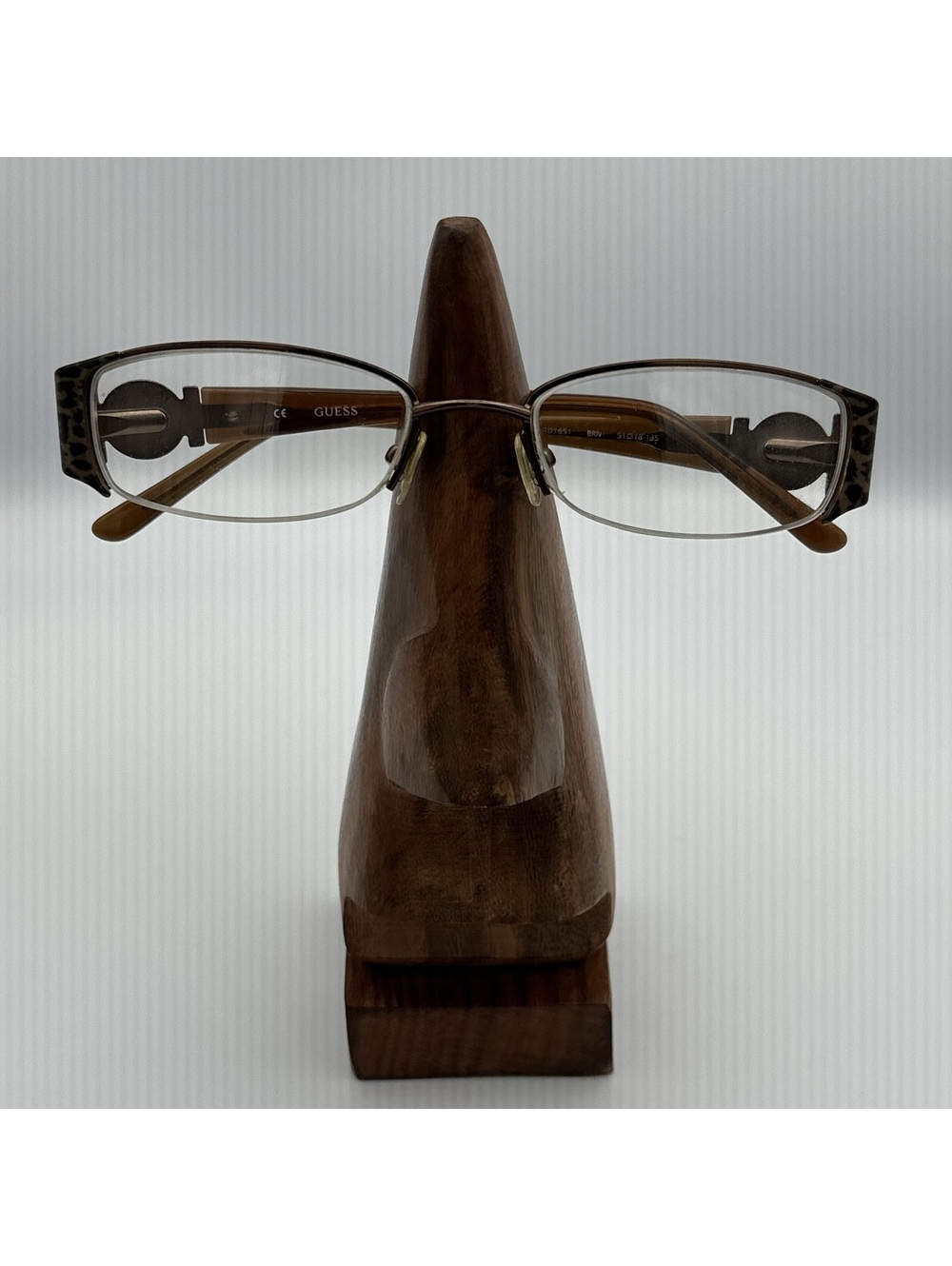 Guess Women's Semi-Rimless Brown and Leopard Print Glasses Frames